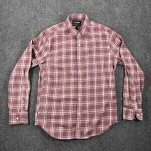 Bonobos Men’s Medium Slim Fit Plaid Button Down Shirt Red White Cotton